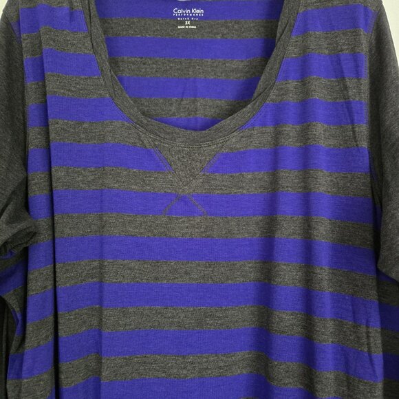 CALVIN KLEIN Purple & Gray Striped Long Sleeve Top 3X - Picture 2 of 5